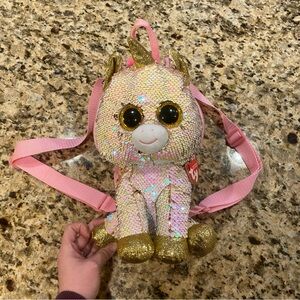 TY Fashion Flippy Sequin Backpack Fantasia Unicorn Multicolor Pink Kids Toys NWT